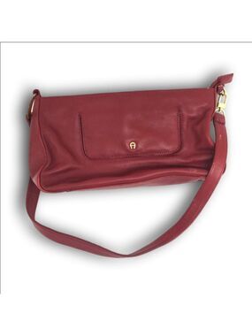 Women's Aigner Leather Shoulder Bag Medium Red